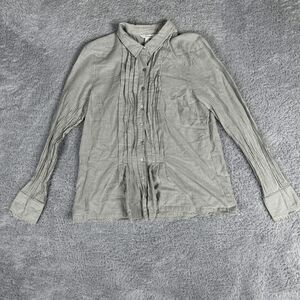 Sundance Women's Long Sleeve Button Up Shirt M Grey White Minimalist Lightweight